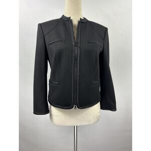 Diane von Furstenberg Roccoco Felted Black Tailored Jacket Size 6 Cropped Chain